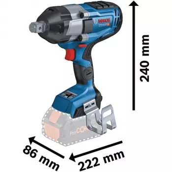 BOSCH Professional BITURBO GDS 18V-1050 HC akumulatorski udarni vijačnik, 3/4-palčni kvadratni pogon, 18 V, solo (modra/črna, Bluetooth, L-BOXX)