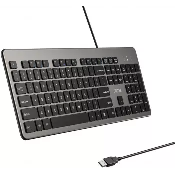 UNITEK SlimTap žična pisarniška tipkovnica, USB-A, siva