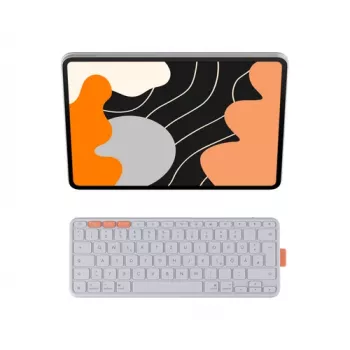 Logitech Flip Folio tipkovnica z ovitkom za Apple 13-palčni iPad Air (M2, M3) - svetlo siva - nemška postavitev QWERTZ