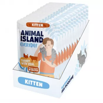 ANIMAL ISLAND mokra hrana za mladiče s puranom in teletino 12 x 85g