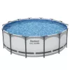 Bestway 5612X Steel Frame nadzemni bazen 427 x 122 cm (14 ft x 48 in) okrogli okvirni bazen s filtrirno črpalko, lestvijo, pokrovom, podlogo in dozirnikom ChemConnect