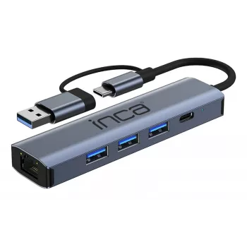 INCA Hub IUTP-5T USB-C/A na 3x USB-A 3.0 / RJ45 5 Gbit/s siv