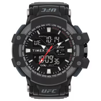 TIMEX moška digitalna ura TW5M51800, 53mm ohišje iz smole, črn pas iz smole, siva številčnica, INDIGLO nočna osvetlitev, vodoodpornost 100m
