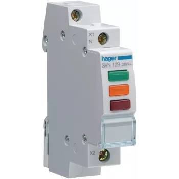 HAGER SVN129 signalna lučka, 230V AC, 3 x LED rdeča+zelena+oranžna, DIN letev