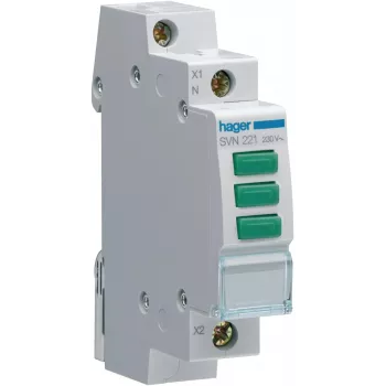 HAGER SVN221 modularna signalna lučka, 230V AC, 3 x zelena LED, DIN letev