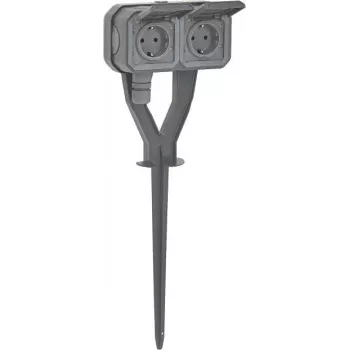 Legrand 069759L Plexo New Garden vrtni napajalni steber, 2-delni, predhodno ožičena vtičnica Schuko, IP44, sivo-siva