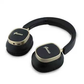 Guess Bluetooth naglavne slušalke ENC Rectangle Metal Script črne