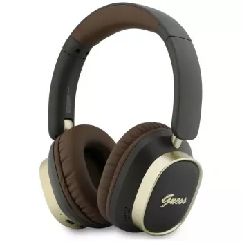 Guess Bluetooth naglavne slušalke ENC Rectangle Metal Script rjave