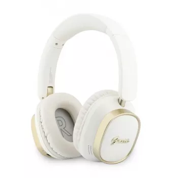 Guess Bluetooth ENC Rectangle Metal Script naglavne slušalke bele