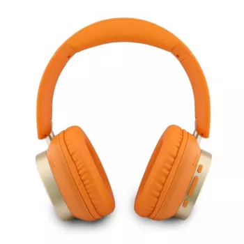 Guess Bluetooth naglavne slušalke Rectangle Metal Script oranžne