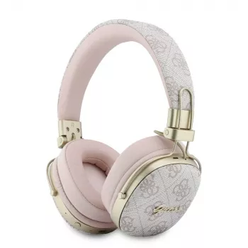 Guess naglavne Bluetooth slušalke ENC Metal 4G Script Logo roza