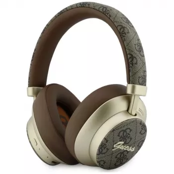 Guess GUE005457 naglavne Bluetooth slušalke z ENC, rjave, Gold Script Metal dizajn
