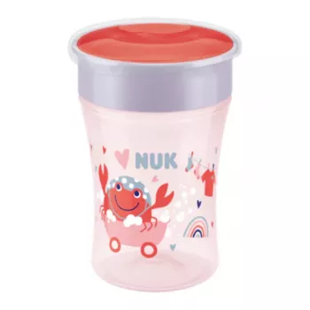 NUK Magic Cup 230 ml rdeča 360° rob za pitje učna skodelica za malčke od 8+ mesecev, nepuščajoča, brez BPA, primerna za pomivalni stroj