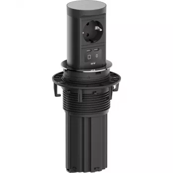 Bachmann ELEVATOR2 Pop-Up pisarniška napajalna enota z 1x vtičnico Schuko in 1x USB-C 45W, videz nerjavno jeklo, 2m kabel