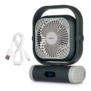 MEDION LIFE Camping Fan E10 TF (MD 12065) siva/bela