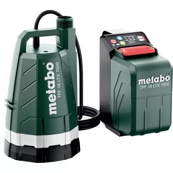 Metabo TPF 18 LTX 7000 akumulatorska potopna črpalka 7000 l/h 9 m višine črpanja 18 V IPX8 (črna/zelena, brez baterije in polnilnika)