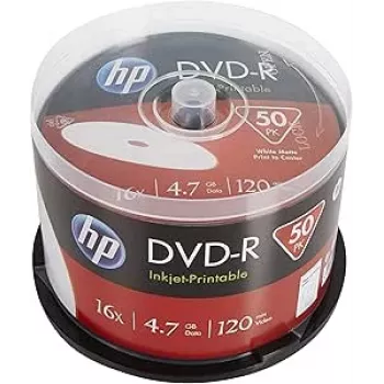 Verbatim HP Inkjet-Printable DVD-R vreteno (50 diskov) - 16x, 4,7 GB, AZO Dye, bela površina za tisk
