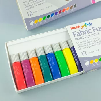 Pentel Arts FFPC1-12 komplet barv za tekstil, različne barve, 12 x 6 ml tub