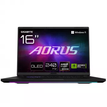 GIGABYTE AORUS MASTER 16 6YJM5DEE65SP prenosnik, 16 inch WQXGA OLED 240Hz, AMD Ryzen 9 9955HX3D, 32GB DDR5, 2TB SSD, GeForce RTX 5080 16GB, Windows 11 Pro, nemška tipkovnica
