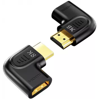 UNITEK ploščati kotni adapter HDMI 8K 90° in 270° (2 kosa) - črn