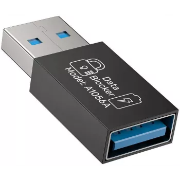 UNITEK USB-A podatkovni blokirni adapter - samo polnjenje, črn