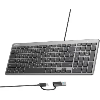 UNITEK SlimTap lahka žična pisarniška tipkovnica USB-C/USB-A