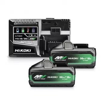 Hikoki 36V MultiVolt baterija 2,5 Ah (2 kosa) s hitrim polnilnikom UC18YSL3