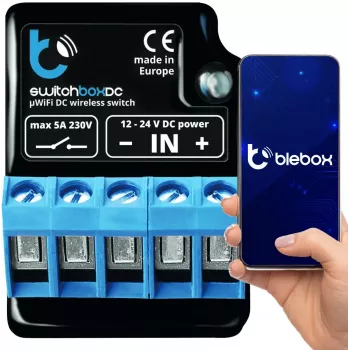 BLEBOX SwitchBoxDC Wi-Fi relejni modul 1-kanalni 10A 12-24V DC
