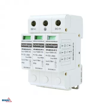 SCHELINGER 3P DC 1200V tip 2 zaščita pred prenapetostjo (SPD) za PV sisteme
