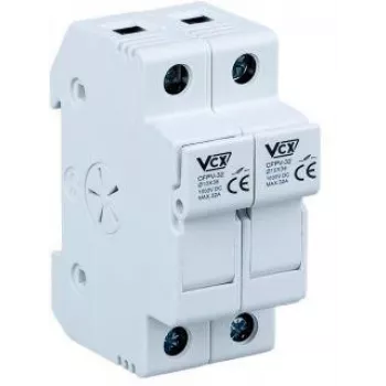 VCX CF PV32 2P 2-polno podnožje za varovalko 32A 1000V DC za varovalko 10x38mm, montaža na DIN letev, vijačni priključek, fotovoltaika