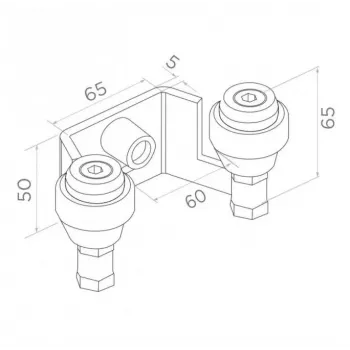PSG 60.023 zgornji nosilec za drsna vrata 60mm (2 valja)
