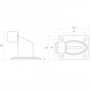 PSG 60.038 vratni odbijač - guma EPDM, črna, 60x38mm