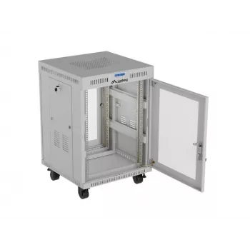 Lanberg FF01-6615-23SL stoječa 19-palčna omara 15U 600x600 siva s perforiranimi vrati LCD Flat Pack