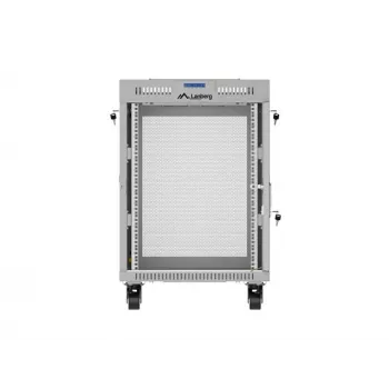 Lanberg FF01-6615-23SL stoječa 19-palčna omara 15U 600x600 siva s perforiranimi vrati LCD Flat Pack