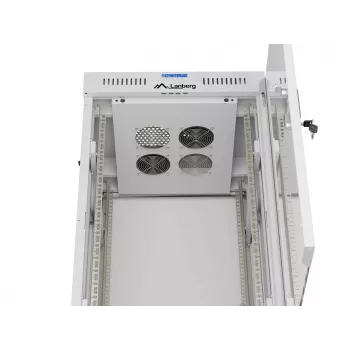 LANBERG 19-palčna stoječa omara 22U 600x600 mm siva s kaljenimi steklenimi vrati in LCD-zaslonom (Flat Pack)