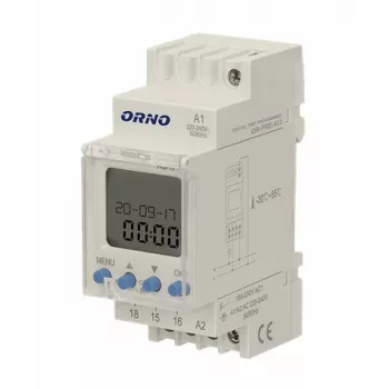 ORNO OR-PRE-433 elektronski tedenski timer, DIN tirnica, 16A/3680W, 16 programov, 230V