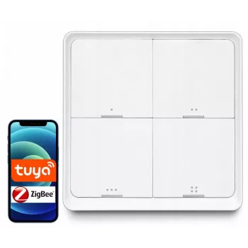 LUXURY-GOODS SC04 ZigBee TUYA pametno scensko stikalo – 4 tipke, 12 prizorov, belo