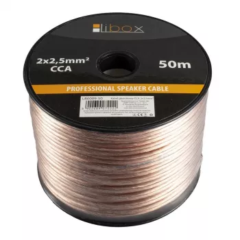 Zvočniški kabel Libox 2x2,50 mm² LB0009-50 avdio kabel 50 m prozoren