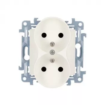 KONTAKT SIMON 10 Module bela vtičnica 2x tip F z zaščito pred otroki vijačne sponke 16A 250V