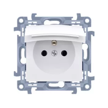 KONTAKT SIMON 10 modul bela vtičnica 1x Z/U s pokrovčkom IP44 vijačni priključki 16A 250V