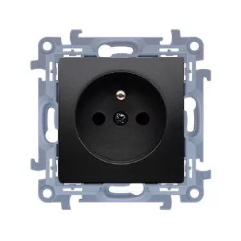 KONTAKT SIMON 10 modul črna mat vtičnica 1x Z/U z zaščitnimi loputami in hitrimi priključki 16A 250V