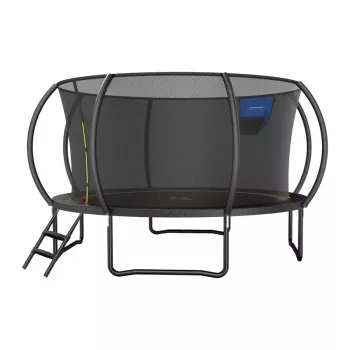 MERACH MR-2429B2 trampolin, 3,6 m (12 ft) z varnostno mrežo in lestvijo, črno-moder