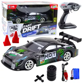 LEAN TOYS Drift Car RC črn zelen 30km/h 1:16