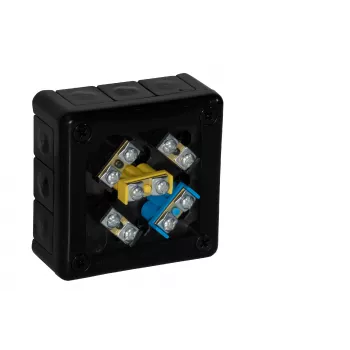VIPLAST VP-41 nadometna razdelilna doza s sponkami, 12 kabelskih vhodov, IP55, črna, 98x98x42mm
