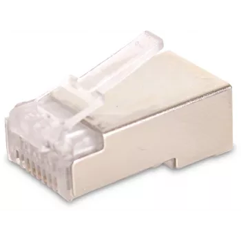 GETFORT RJ45 Cat.6 oklopljeni konektor 8P8C (100 kosov) - zlati kontakti, prozoren