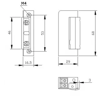 ELEKTRA-PLUS R5 električni odpiralnik vrat z blokado, simetričen, ozek 16,5mm, 9125
