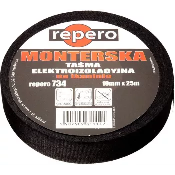 REPERO 734 tkani elektroizolacijski trak, bombaž, črn, 19mm x 25m