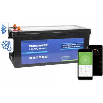 EUROPOWER LFP 12,8V 280Ah LiFePO4 baterija z Bluetooth in grelno podlogo