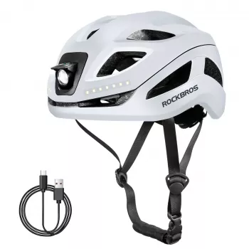 ROCKBROS ZK-077 pametna kolesarska čelada z integrirano večsmerno LED osvetlitvijo, 57-61 cm, bela