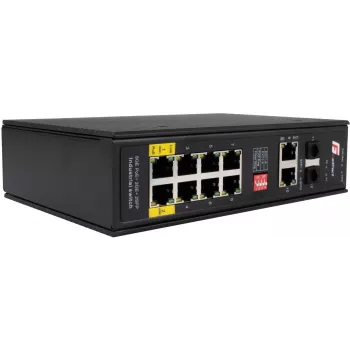 GETFORT GF-110-8PG-2G-2S industrijsko stikalo PoE+, 8x PoE+ gigabit + 2x gigabit + 2x SFP, -40 °C do 80 °C